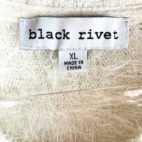 BLACK RIVET |🍦Ivory Pearl Collar Fancy Super Soft Fringy Dolman Batwing Sweater - Picture 6 of 8